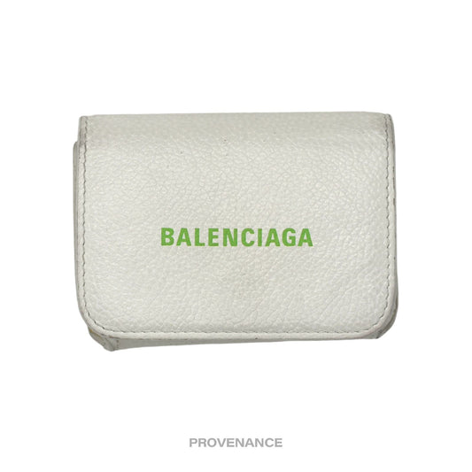 🔴 Balenciaga Logo Print Trifold Wallet - White