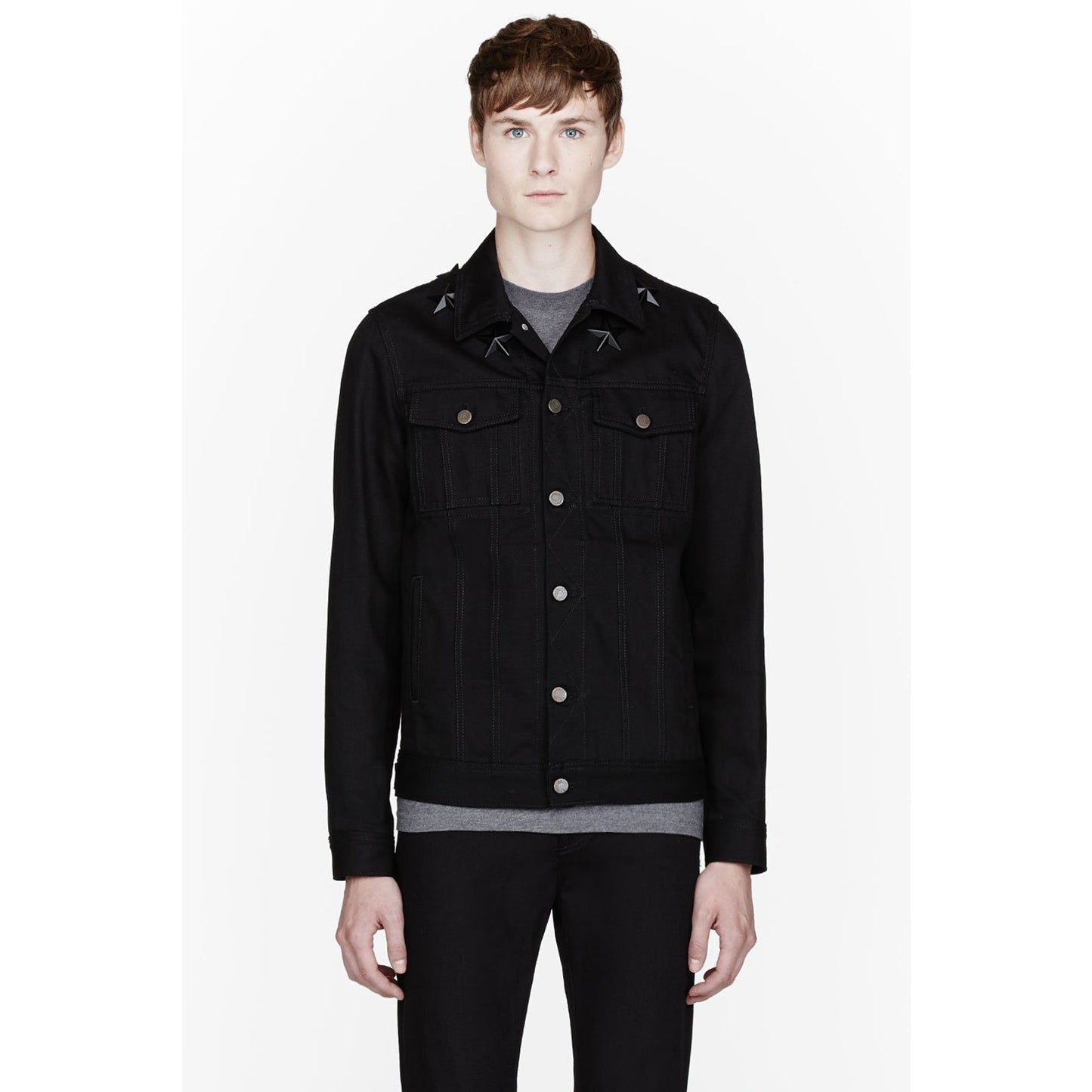 🔴 Givenchy Star-Studded Denim Jacket - Black