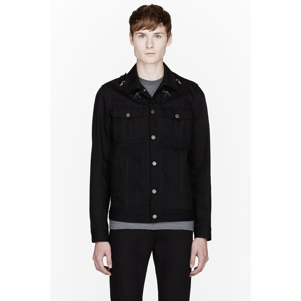 🔴 Givenchy Star-Studded Denim Jacket - Black