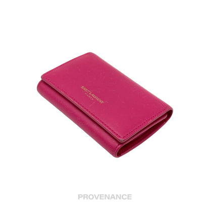 🔴 Saint Laurent Paris SLP Key Card Wallet - Pink Leather