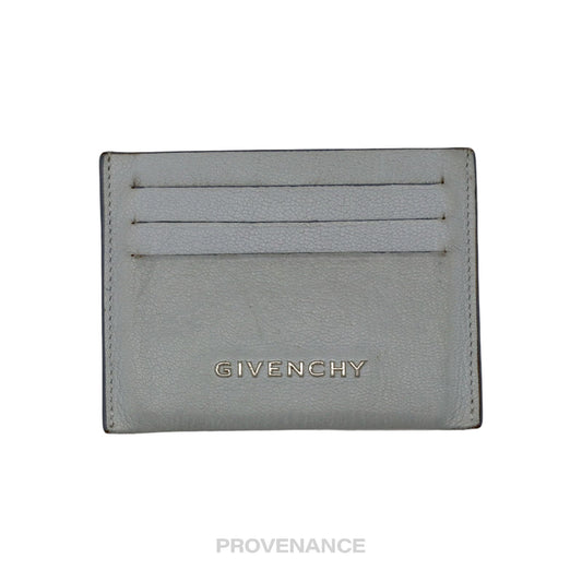 🔴 Givenchy Logo Card Holder Wallet - Blue-Grey Leather