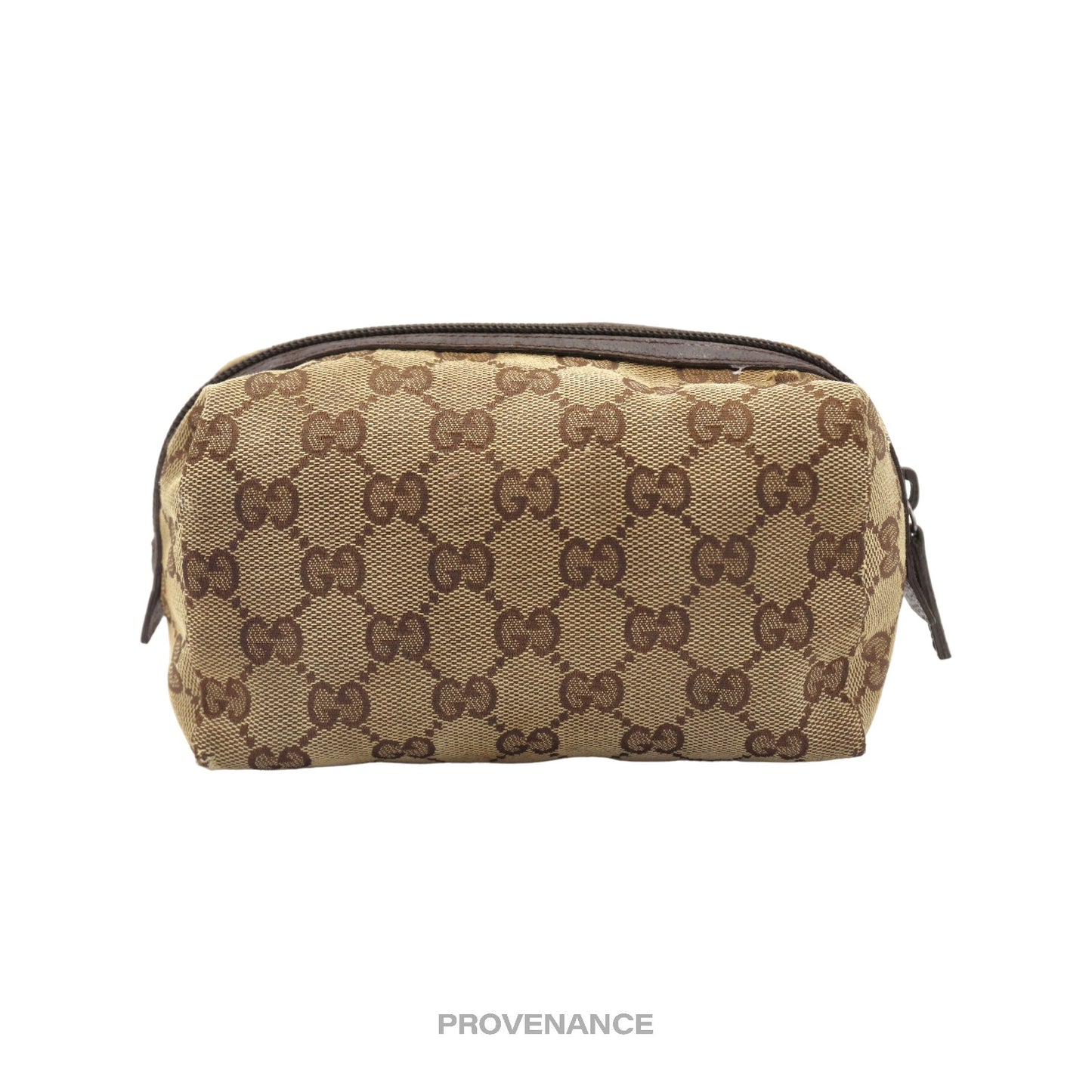 🔴 Gucci Zip Pouch - GG Canvas Brown