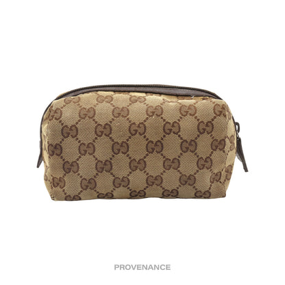 🔴 Gucci Zip Pouch - GG Canvas Brown