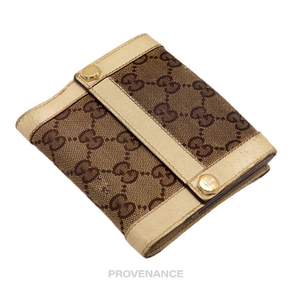 🔴 Gucci Trifold Wallet - GG Canvas White