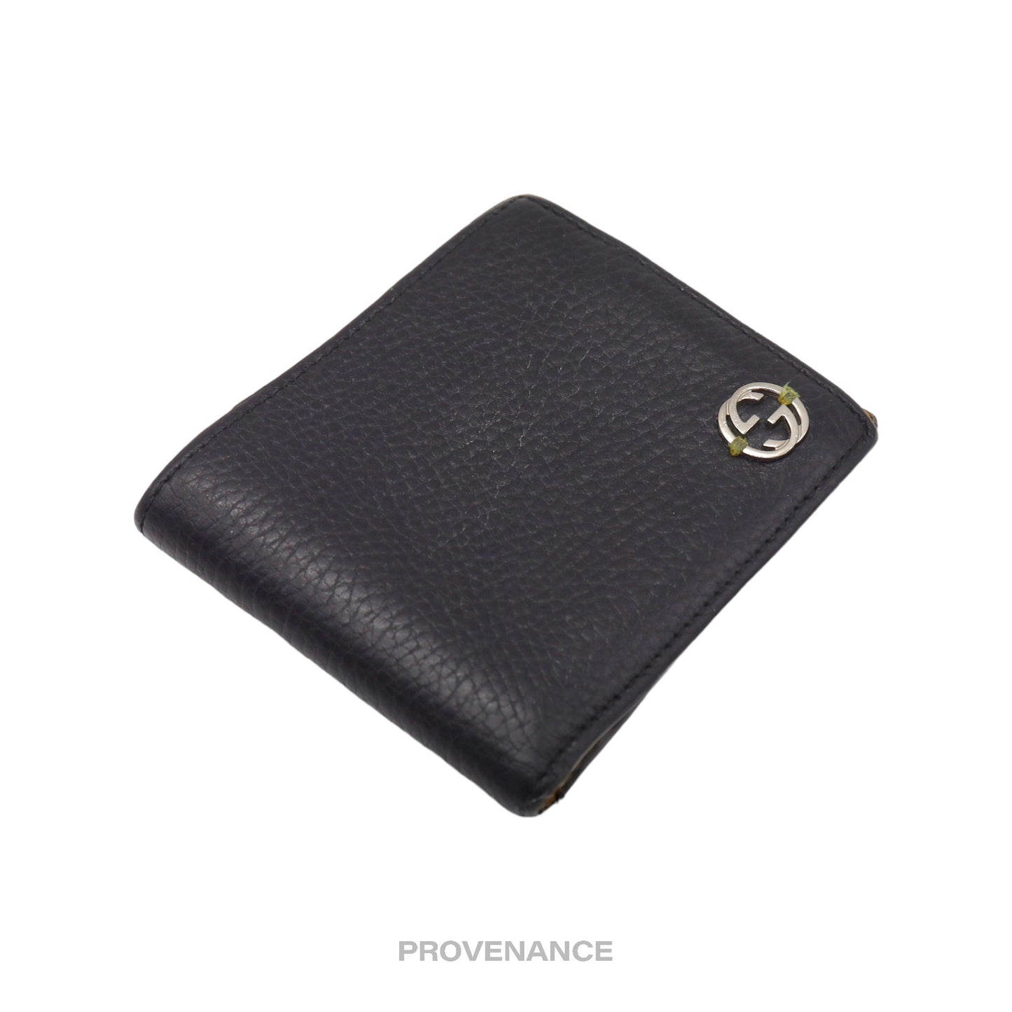 🔴 Gucci GG Logo Bifold Wallet - Black Yellow Leather