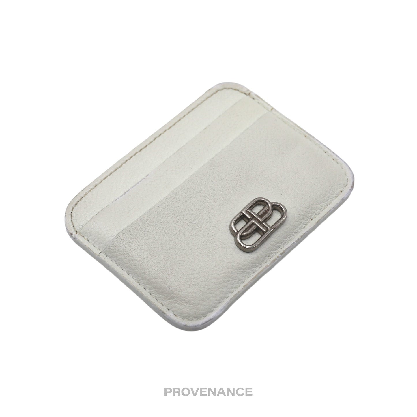 🔴 Balenciaga BB Card Holder Wallet - White Leather