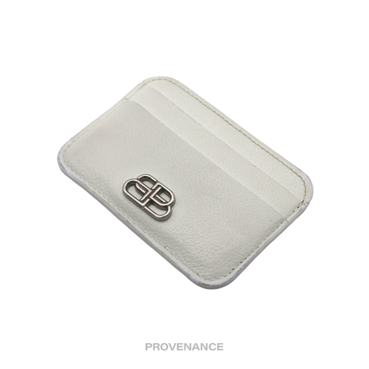 🔴 Balenciaga BB Card Holder Wallet - White Leather