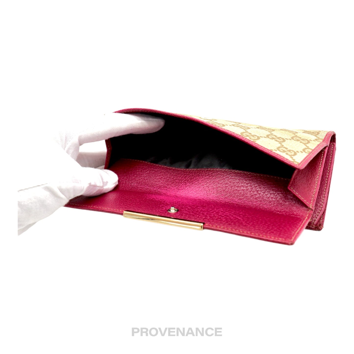 🔴 Gucci Long Wallet - GG Canvas Pink