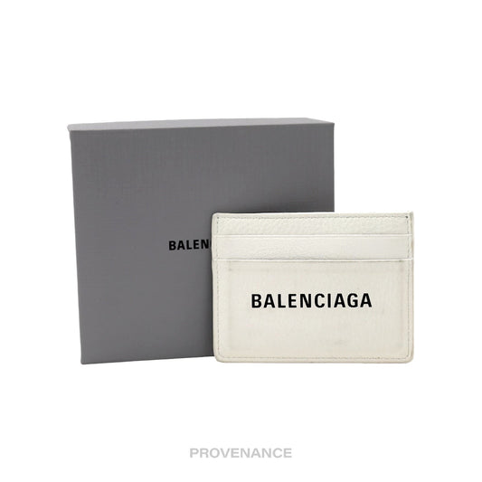 🔴 Balenciaga Logo Card Holder Wallet - White