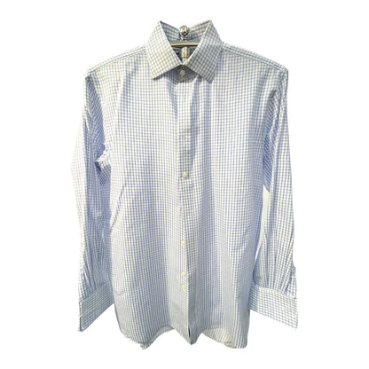 🔴 Thomas Pink Button Down Shirt - White/Blue Checked