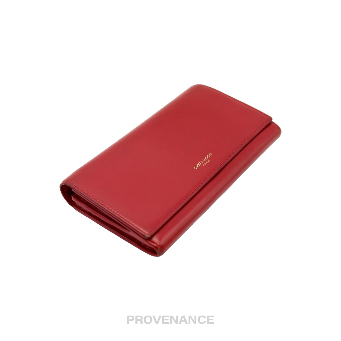 🔴 Saint Laurent Paris SLP Snap Long Wallet - Red Leather