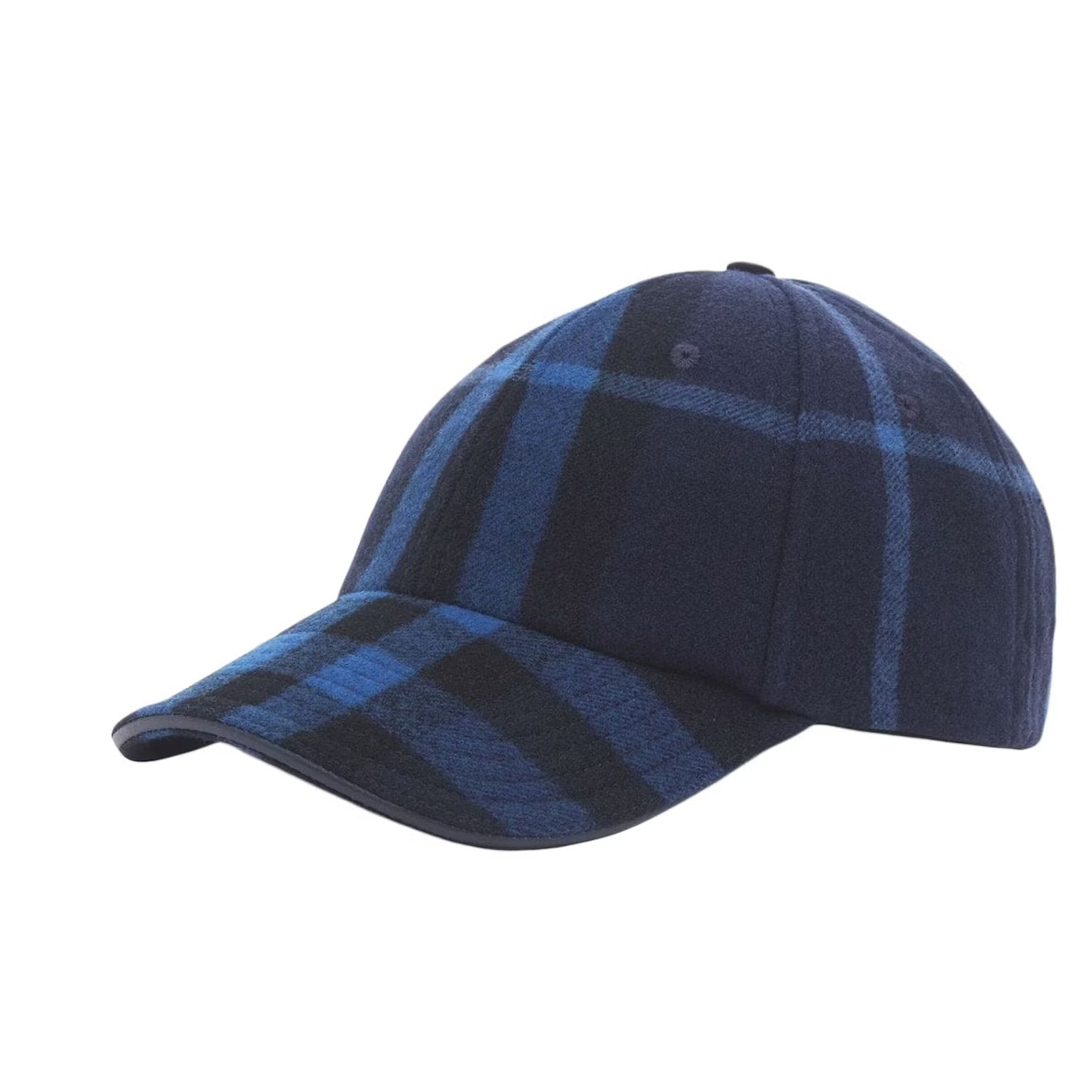 🔴 Burberry Wool Check Baseball Cap - Ink Blue Black - XS