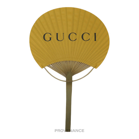 🔴 Gucci Logo Bamboo Hand Fan - Yellow