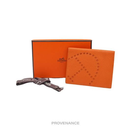 🔴 Hermès Evelyn 6CC Card Holder Wallet - Orange Leather