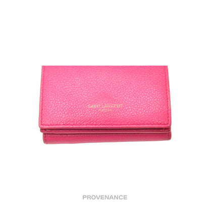 🔴 Saint Laurent Paris SLP Trifold Wallet - Pink Leather