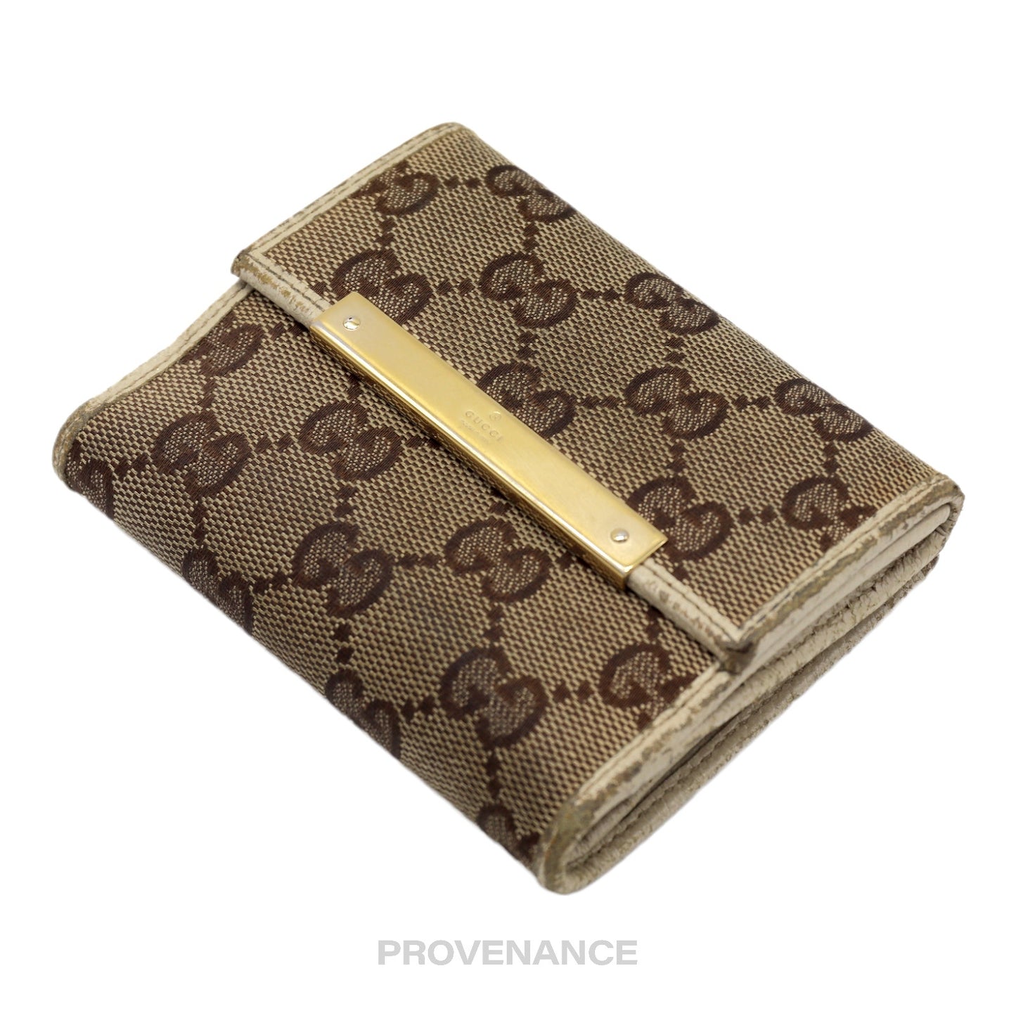 🔴 Gucci Trifold Wallet - GG Canvas White