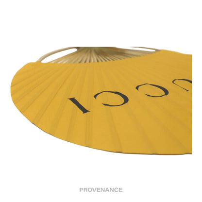 🔴 Gucci Logo Bamboo Hand Fan - Yellow