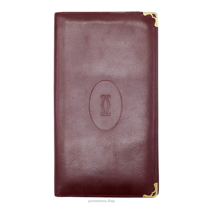 🔴 Cartier Long Wallet - Burgundy Calfskin Leather