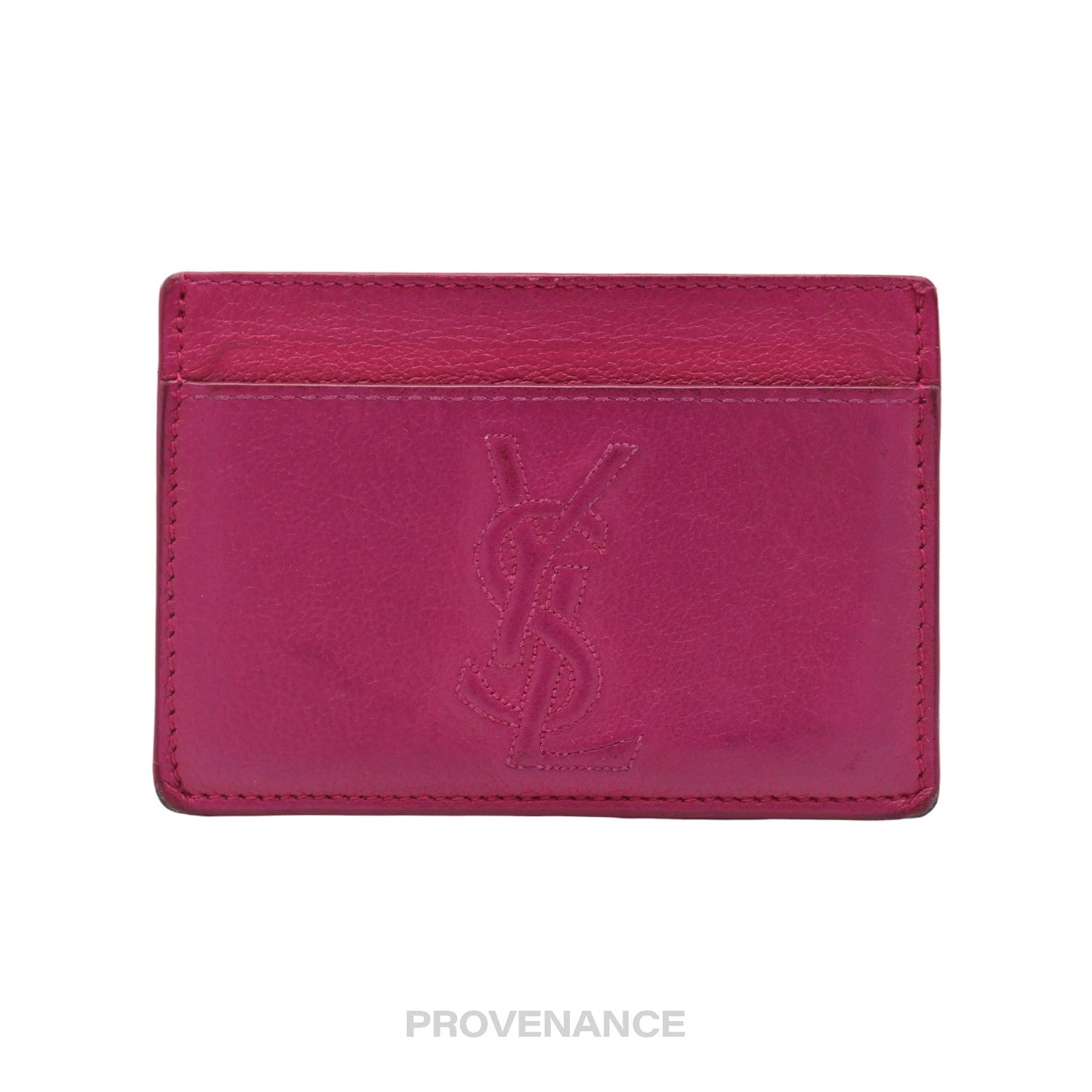 🔴 Saint Laurent Paris YSL Logo Card Holder Wallet - Fuchsia