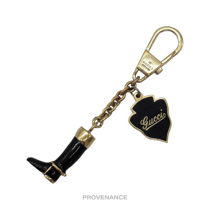 🔴 Gucci Equestrian Boot Keychain - Black Enamelled Gold