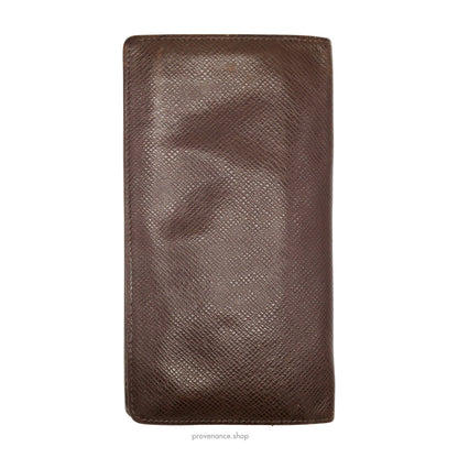 🔴 Louis Vuitton Brazza Long Wallet - Grizzli Taiga Leather