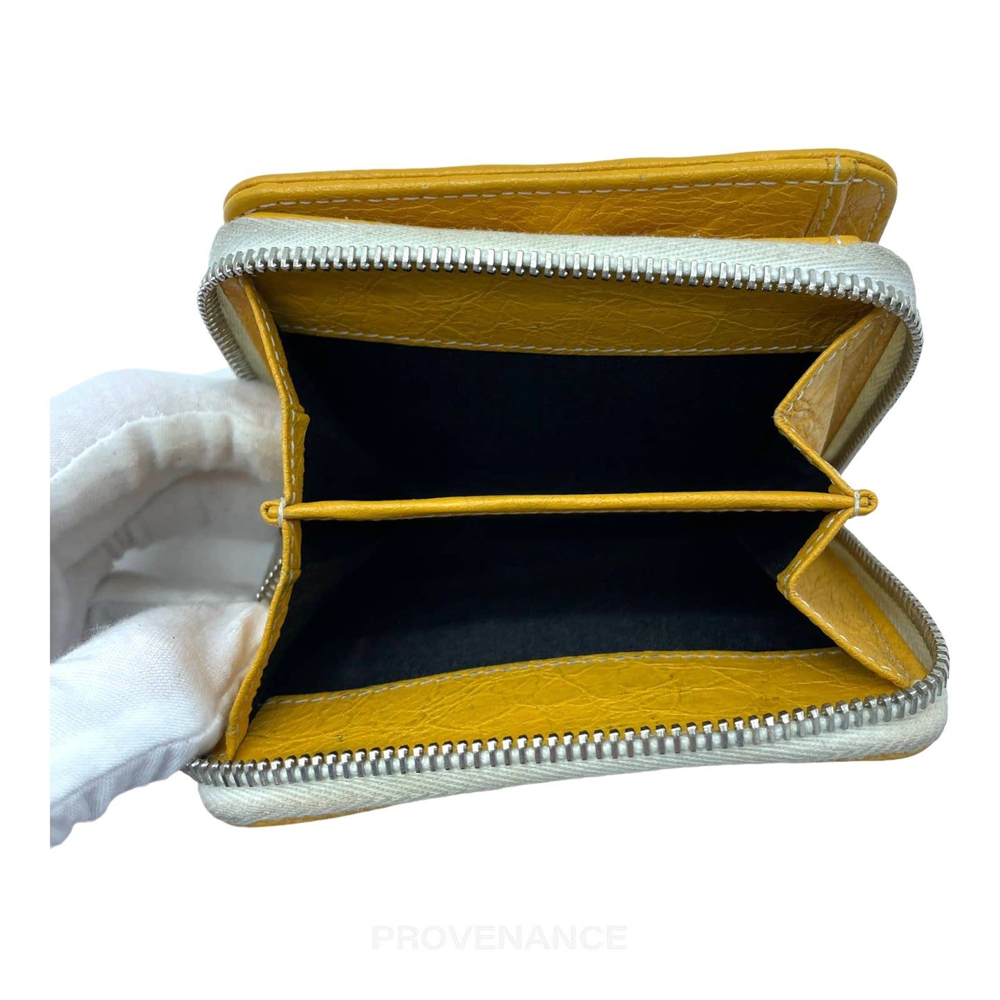 🔴 Balenciaga Bazaar Zip Wallet - Yellow Striped