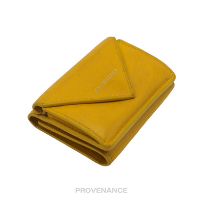 🔴 Balenciaga Papier Mini Wallet - Yellow Leather