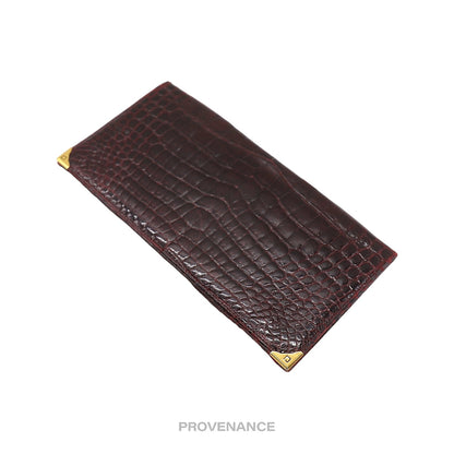 🔴 Givenchy Long Wallet - Burgundy Crocodile Leather