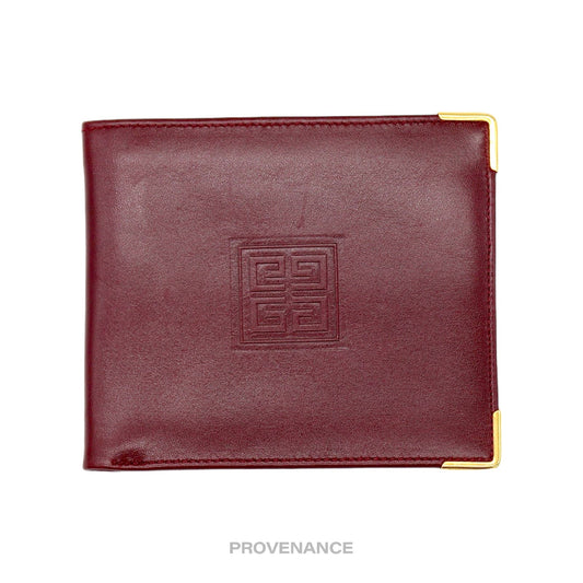 🔴 Givenchy Logo Bifold Wallet - Red Leather
