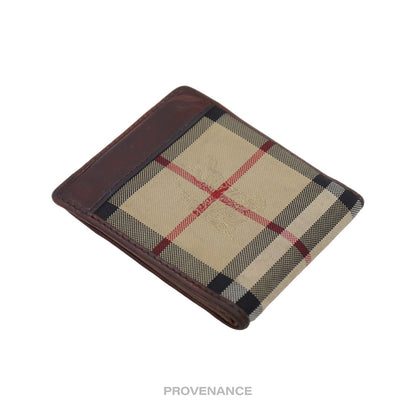 🔴 Burberry Nova Check Canvas Bifold Wallet - Brown