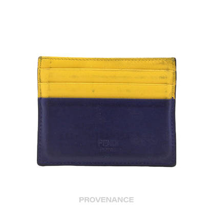 🔴 Fendi Monster Eyes Card Holder Wallet - Yellow/Navy