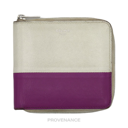 🔴 Celine Compact Zip Wallet - Ivory/Purple