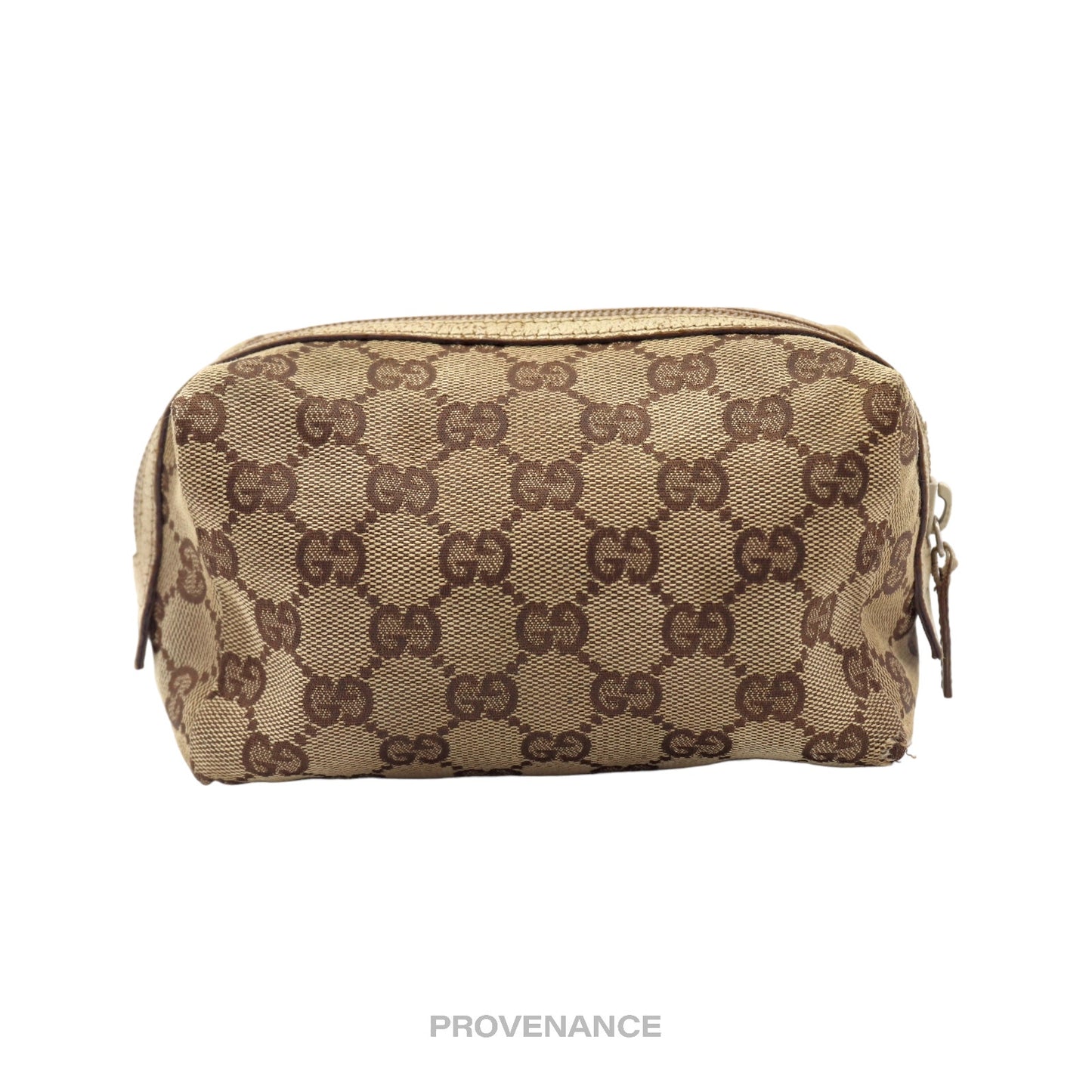 🔴 Gucci GG Canvas Zip Pouch - Brown  Ivory