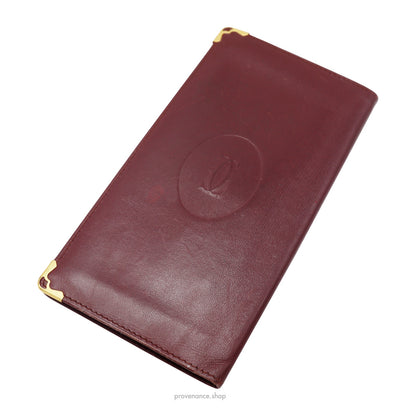 🔴 Cartier Long Wallet - Burgundy Calfskin Leather