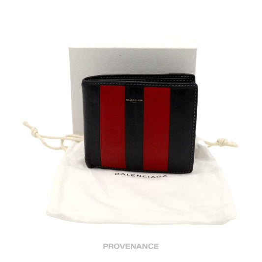 🔴 Balenciaga Bazaar Bifold Wallet - Red/Black Striped