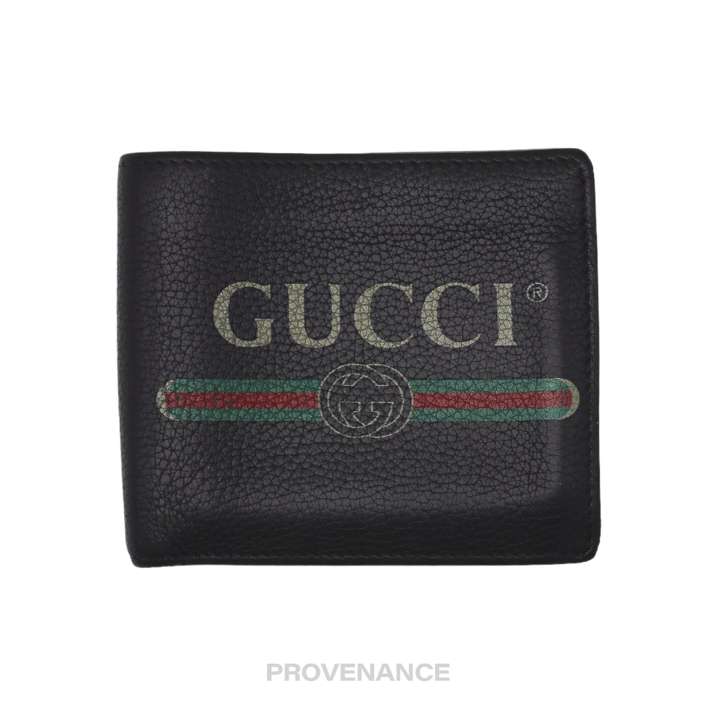 🔴 Gucci Vintage Logo Bifold Wallet - Black Leather