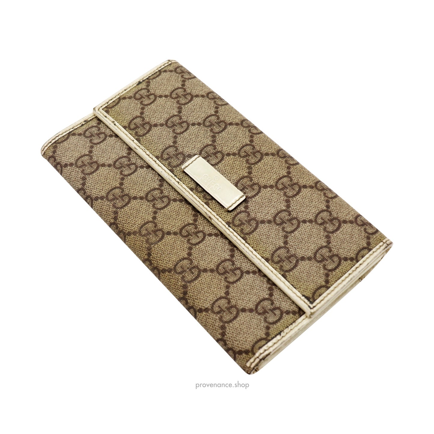 🔴 Gucci Long Wallet - GG Supreme Brown/White