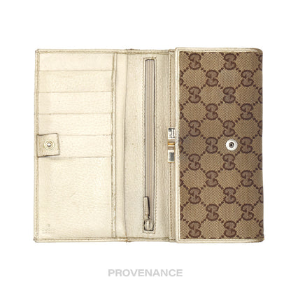 🔴 Gucci Long Wallet - GG Canvas White