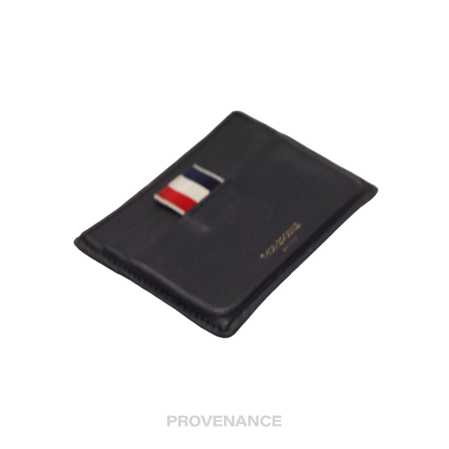 🔴 Thom Browne Card Holder Wallet - Black Pebbled Leather