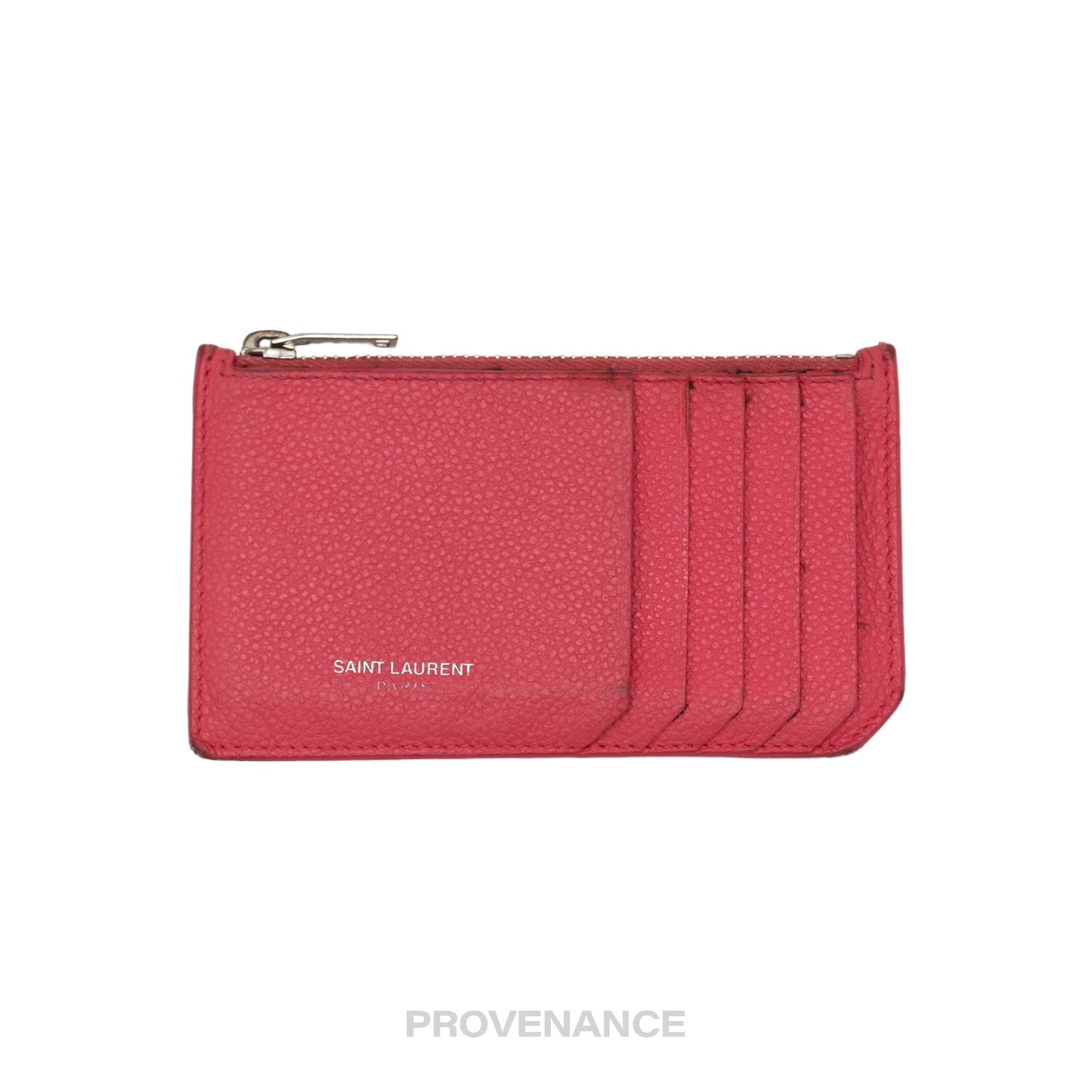 🔴 Saint Laurent Paris SLP Fragment Zip Card Wallet - Pink