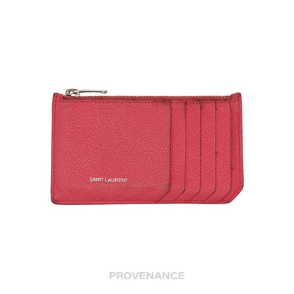 🔴 Saint Laurent Paris SLP Fragment Zip Card Wallet - Pink