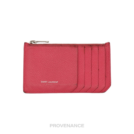 🔴 Saint Laurent Paris SLP Fragment Zip Card Wallet - Pink