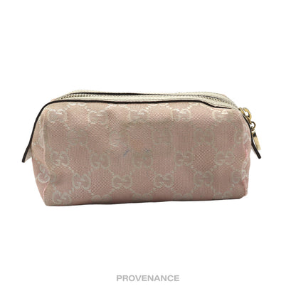 🔴 Gucci Cosmetic Pouch - Powder Pink GG Canvas Heart