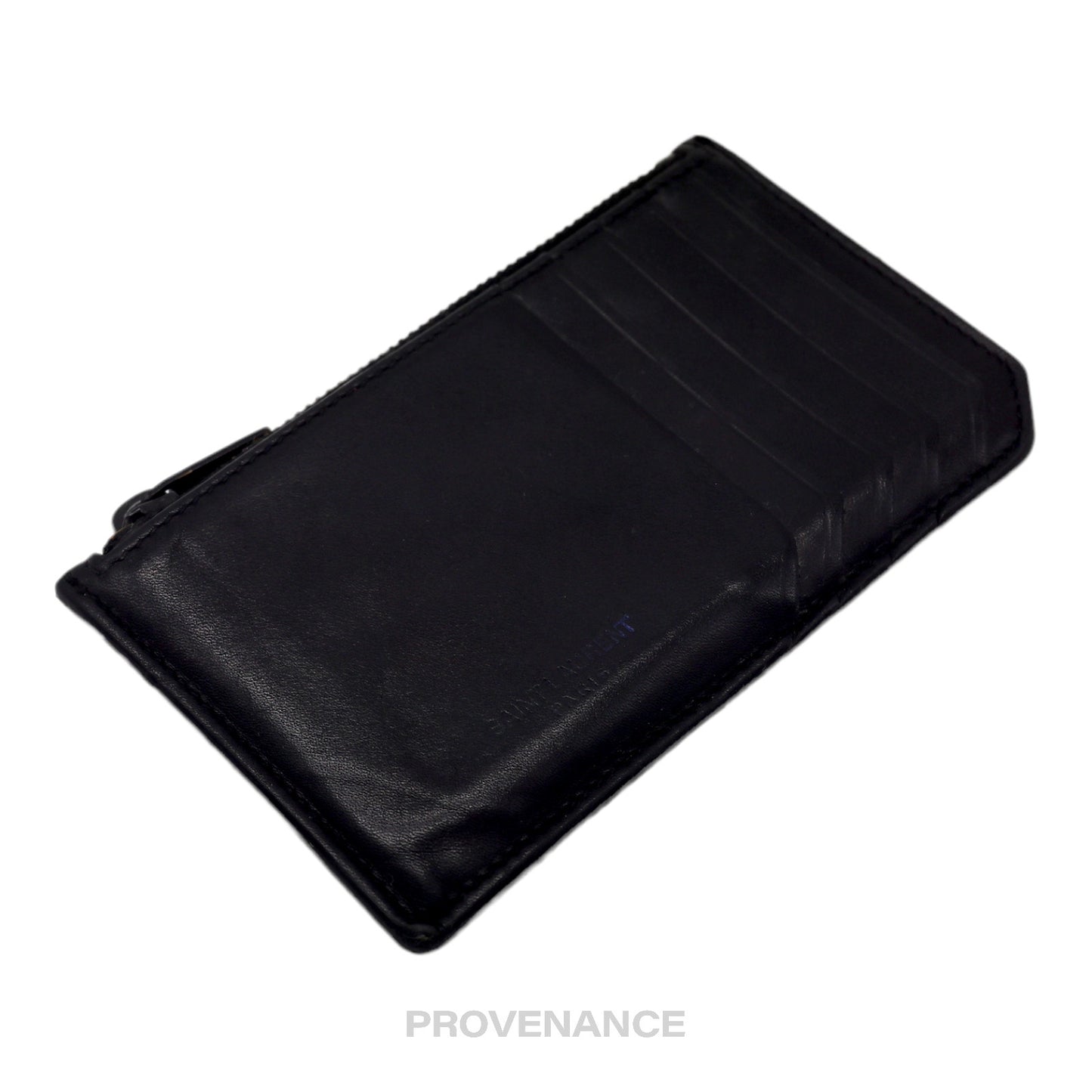 🔴 SLP Fragment Zip Card Holder Wallet - Black Leather