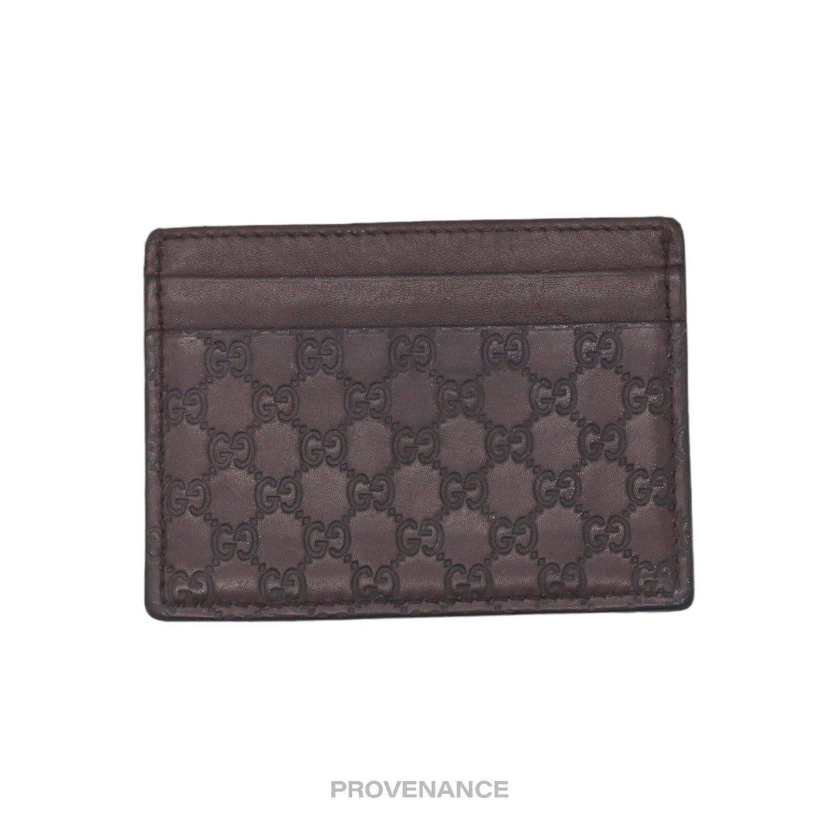 🔴 Gucci Card Holder Wallet - Chocolate MicroGuccissima Leather