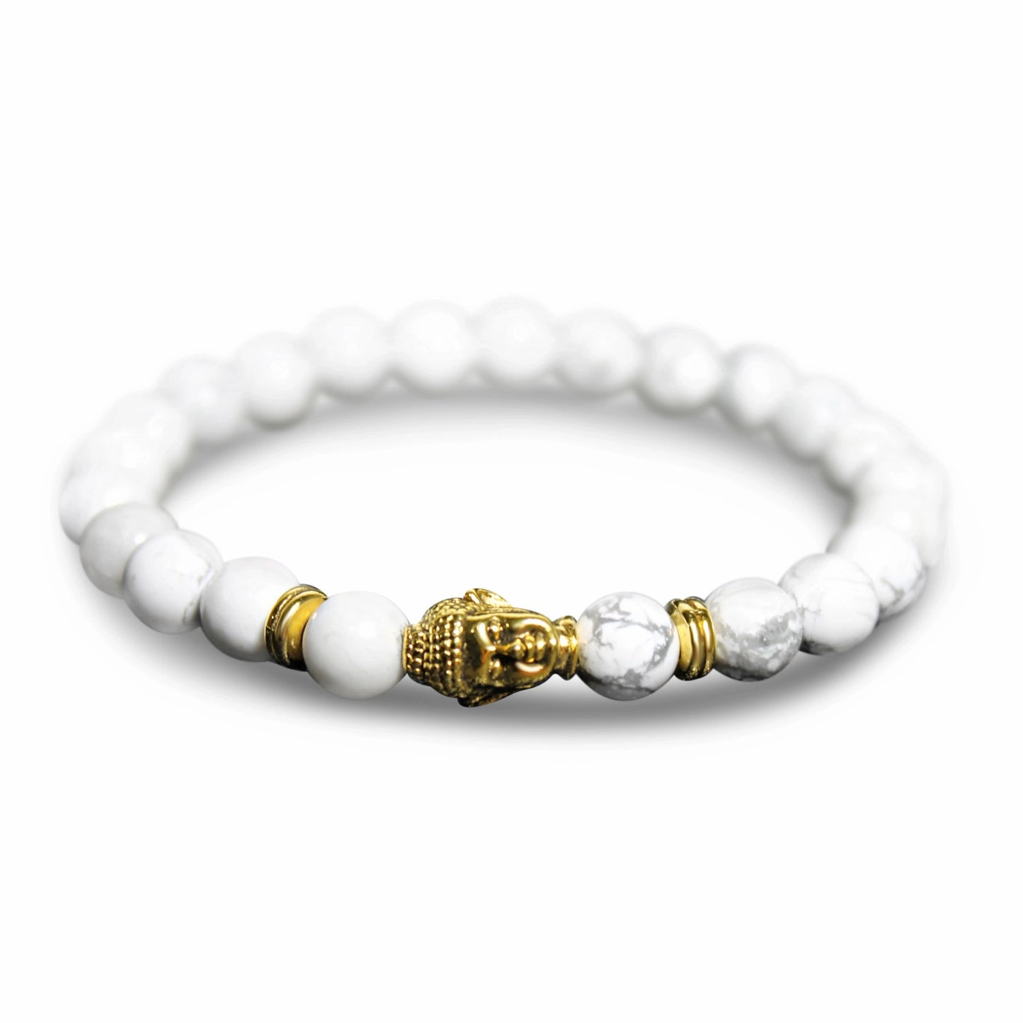 🔴 Bracelet - Gold Buddha White Carrara Marble