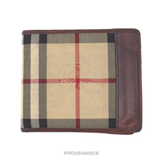 🔴 Burberry Nova Check Canvas Bifold Wallet - Brown