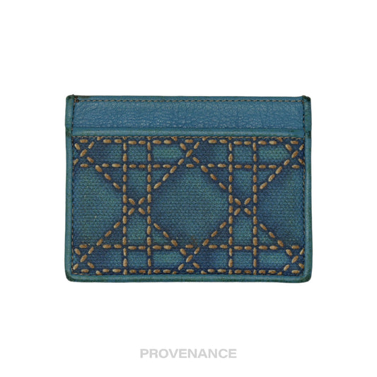 🔴 Dior Cannage Card Holder Wallet - Blue