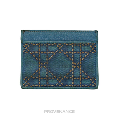 🔴 Dior Cannage Card Holder Wallet - Blue