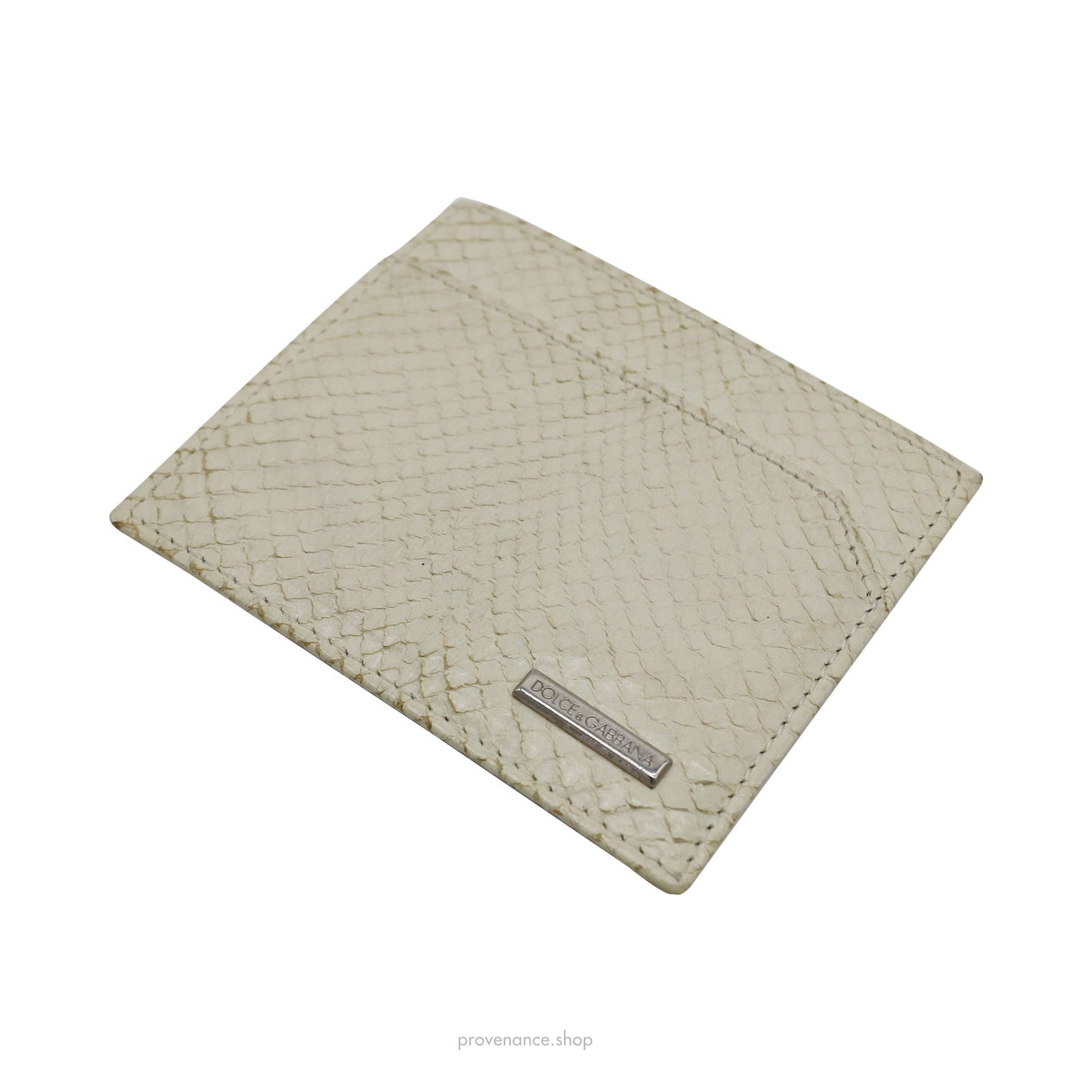 🔴 Dolce & Gabbana Cream Python Card Holder Wallet - Cream